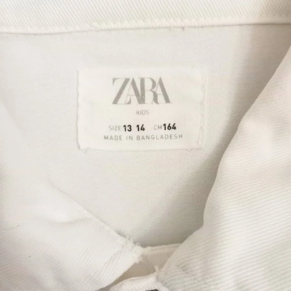 ZARA Kids White Denim Jacket – Button Front Trucker Style, Size 13/14